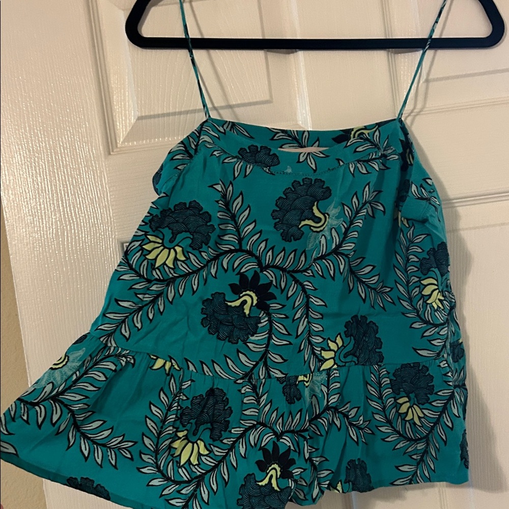 LOFT Teal and Black Floral Camisole